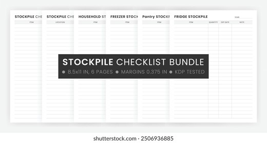 Emergency Stockpile Checklist Printable Template, Pantry Inventory Sheet, Stock Household Inventory List, Food, Freezer, Stockpile tracker bundle