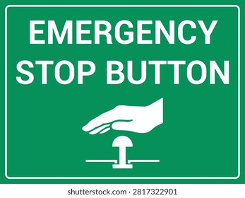 Emergency Stop Button Label Set with E-Stop Safety Sign, Warning Symbol and Industrial Control Icons