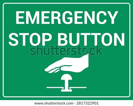 Emergency Stop Button Label Set with E-Stop Safety Sign, Warning Symbol and Industrial Control Icons