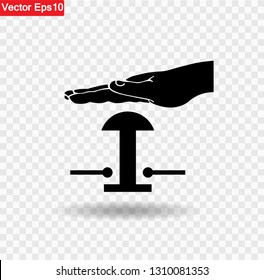 Emergency Stop Push Button Black Icon Isolated On Transparent Background Symbol ,Vector Illustration .EPS10