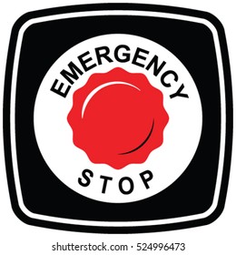Emergency stop push button device vector icon.