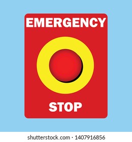 emergency stop push button on blue background