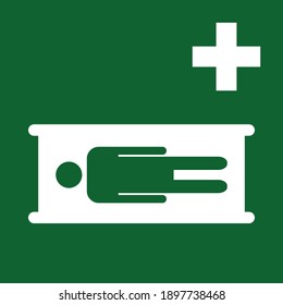 Emergency Stretcher Sign Symbol Vector Green White