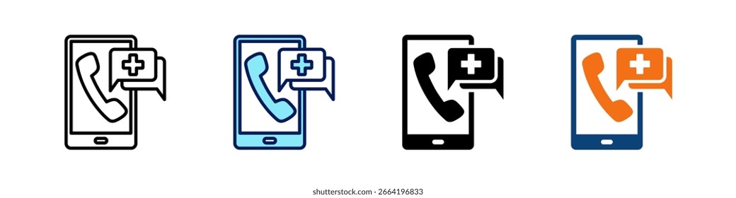 Notfall-Unterstützung alles in einem Symbol Multi Styles Vektor-Set