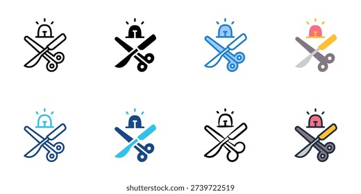 Emergency surgery icons set multiple style collection. Editable stroke 
