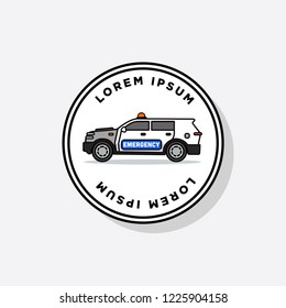 Emergency SUV Car Vector Illustration Badge Flat Style Design
