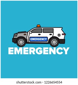 Emergency SUV Car Vector Typography