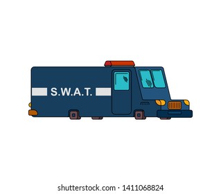 Emergency swat department transportation. Police car bus
