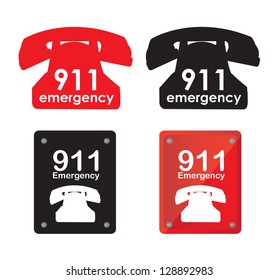 Emergency telephone over white background vector illustration