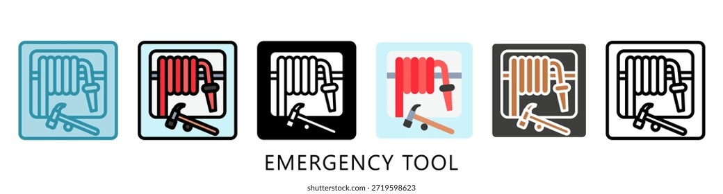 Emergency Tool Multi Style Icon Mini Illustration, Use For Modern Concept, Print, Ui, Ux Kit, Web And App Development. Vector Related To Firefighter, Rescue And More