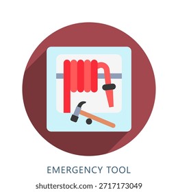 Emergency Tool Rounded Flat Color Icon Mini Illustration, Use For Modern Concept, Print, Ui, Ux Kit, Web And App Development. Vector Related To Firefighter, Rescue And More