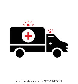 Emergency Transport EMT Ambulance Icon | Black Vector Illustration |