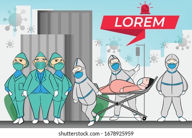 Emergency treatment when patients are sick. Flat design charater illustration vector eps10