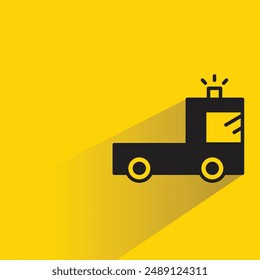 emergency truck icon with shadow on yellow background