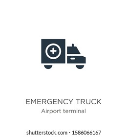 Emergency truck icon vector. Trendy flat emergency truck icon from airport terminal collection isolated on white background. Vector illustration can be used for web and mobile graphic design, logo, 
