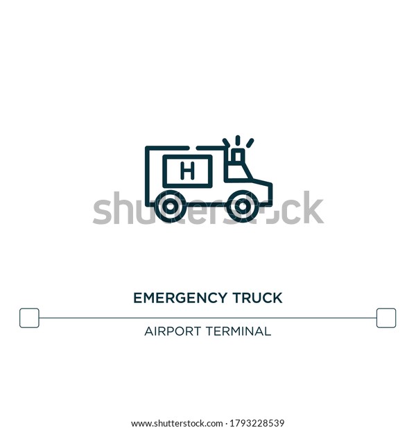 emergency truck vector line icon. Simple\
element illustration. emergency truck outline icon from airport\
terminal concepts. Can be used for web and\
mobile\
