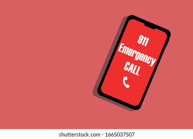 Emergencia y urgencia 911 marcada en la pantalla del teléfono inteligente.