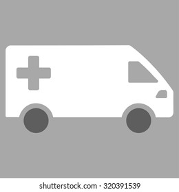 Emergency Van vector icon. Style is bicolor flat symbol, dark gray and white colors, rounded angles, silver background.