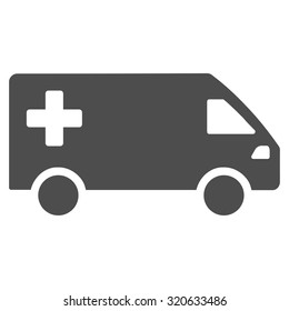 Emergency Van vector icon. Style is flat symbol, gray color, rounded angles, white background.