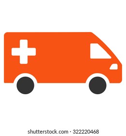 Emergency Van vector icon. Style is bicolor flat symbol, orange and gray colors, rounded angles, white background.