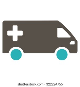 Emergency Van vector icon. Style is bi-color flat symbol, grey and cyan colors, rounded angles, white background.