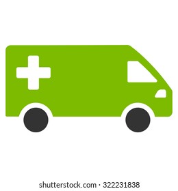 Emergency Van vector icon. Style is bi-color flat symbol, eco green and gray colors, rounded angles, white background.