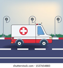 Emergency Vector Ambulance in artistic landscape