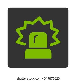 Emergency vector icon. Style is flat rounded square button, eco green and gray colors, white background.