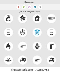emergency vector icons for web and user interface design