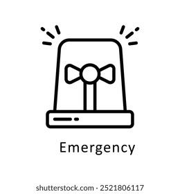 Ilustração do estilo de ícone de Contorno do vetor de emergência. Símbolo no plano de fundo branco EPS 10 Arquivo
