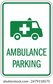 Señal de estacionamiento de vehículos de emergencia y ambulancias