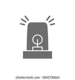 Emergency vehicle lighting, flasher, siren grey icon.