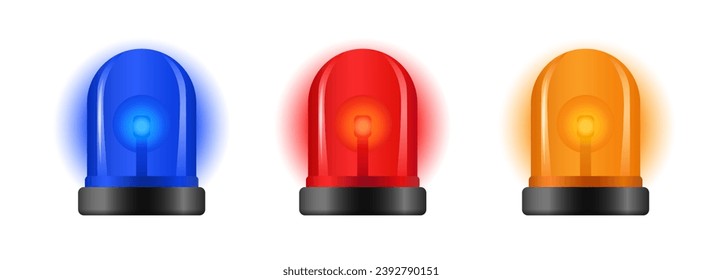 Emergency warning 3d siren. Police light alert flasher