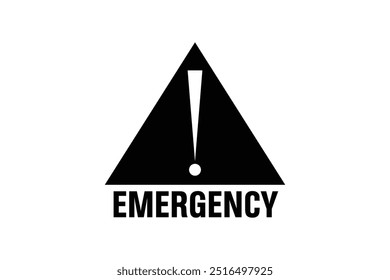 Emergency warning sign with a black triangle and exclamation mark symbol, indicating caution or alert. Bold text "EMERGENCY" emphasizes urgency and the need for attention.