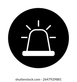 Emergency warning siren icon representing urgent alerts and safety in a simple black circle design vector