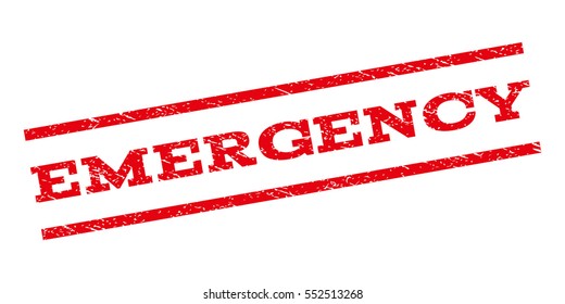 Emergency watermark stamp. Text caption between parallel lines with grunge design style. Rubber seal stamp with dirty texture. Vector red color ink imprint on a white background.