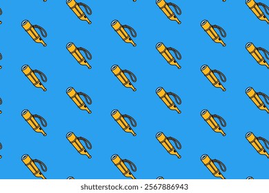 emergency whistle with compass colorful doodle seamless pattern on blue background. retro whistle accessory background. outdoor whistle pattern wallpaper. pattern background with whistle for adventure