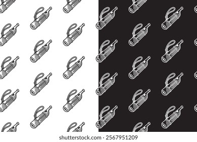 emergency whistle with compass doodle seamless pattern on black white background set. hatching whistle background. outdoor whistle engraving wallpaper. pattern background with whistle for adventure