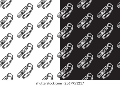 emergency whistle with hanger doodle seamless pattern on black white background set. hatching whistle background. outdoor whistle engraving wallpaper. pattern background with whistle for adventure