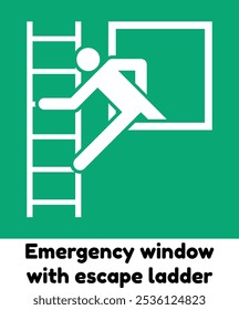 Emergency window with escape ladder ISO 7010