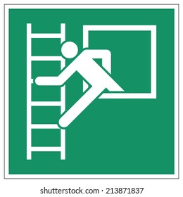 Emergency window with escape ladder safe condition sign (eps 10)
