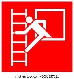 Emergency Window With Escape Ladder Symbol Sign, Vector Illustration, Isolate On White Background Label. EPS10