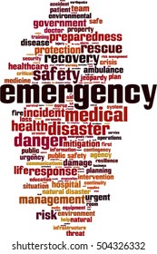 Emergency word cloud concept. Vector illustration