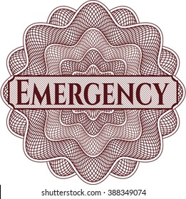 Emergency written inside rosette