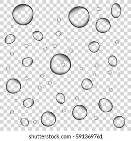 The Emergent Properties of Water. Pure Abstract Black Dew Water Drops. Vector illustration. Transparent water drops. 