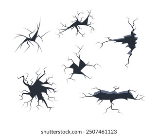 Emerging cracks on white surface hint at danger and risk, resembling earthquake aftermath. Dynamic patterns of splitting add depth to serene background