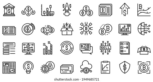 Emerging market icons set. Outline set of emerging market vector icons for web design isolated on white background