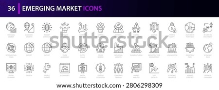 Emerging market line editable icon set. editable stroke. Vektor illustration.