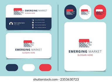 Emerging market logo design with editable slogan. Branding book and business card template.