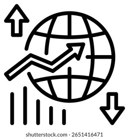 Ilustração do vetor de linha de ícone de mudanças em mercados emergentes